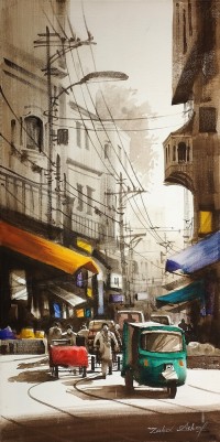 Zahid Ashraf, 12 x 24 Inch, Watercolor on Canvase, Cityscape Painting, AC-ZHA-017